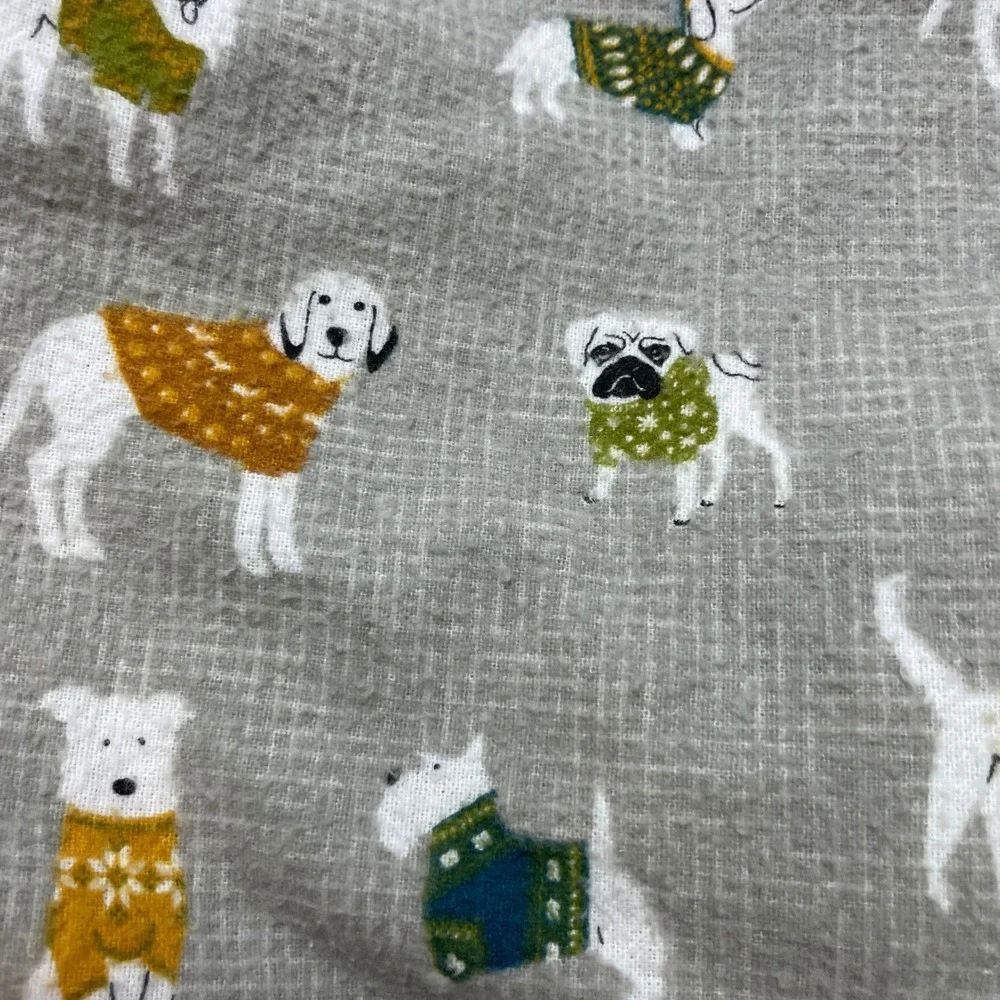 True North Cotton Dog Print Sheet Set Size Queen Grey Winter Sweater Pugs Westie